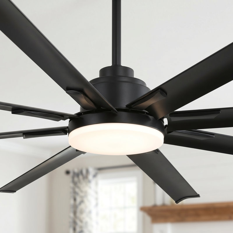 72-inch Modern Ceiling Fan with Light, Remote Control Smart Fan, 8 Aluminum Blades, DC Motor, 6 Speeds, Downrod Mount for Bedroom, Living Room