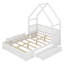 Lit plateforme grand en bois avec tête de lit garde-corps, 2 tiroirs et toit-656854542