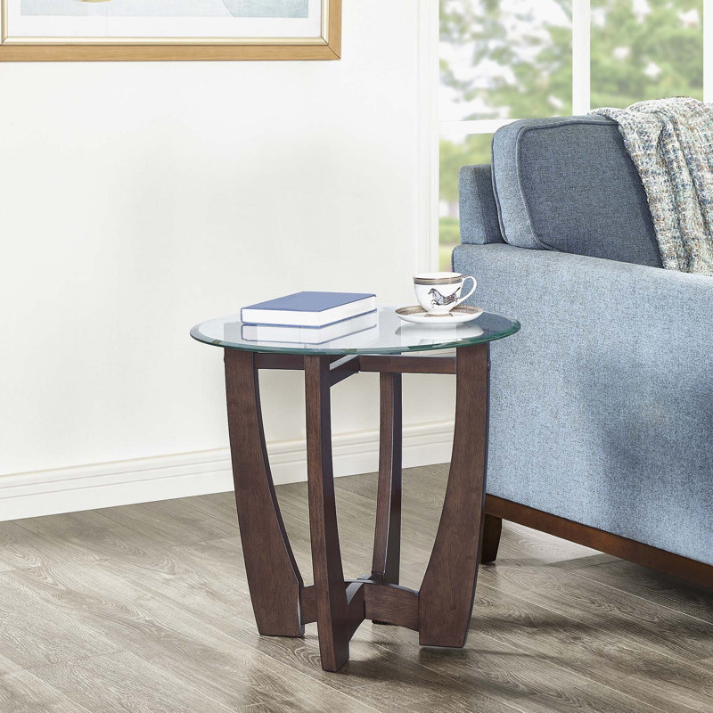 Round Glass Coffee Table, Cherry