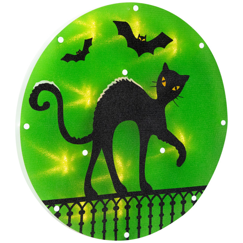 Silhouette de fenêtre 13,75 po chat noir illuminé