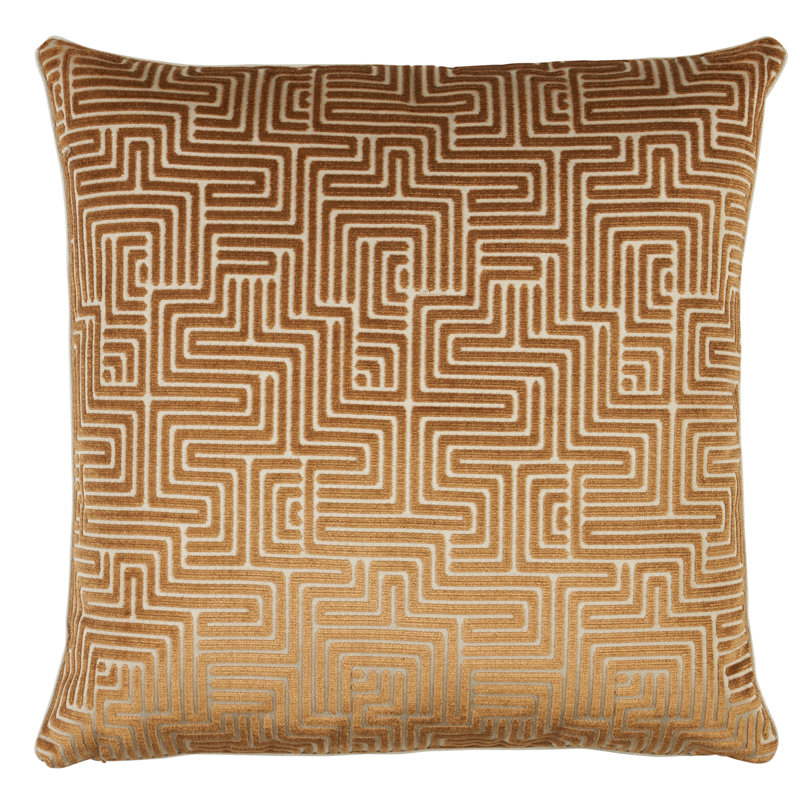 Lisboa Velvet Pillow, 18" H x 18" W, Gold Geometric