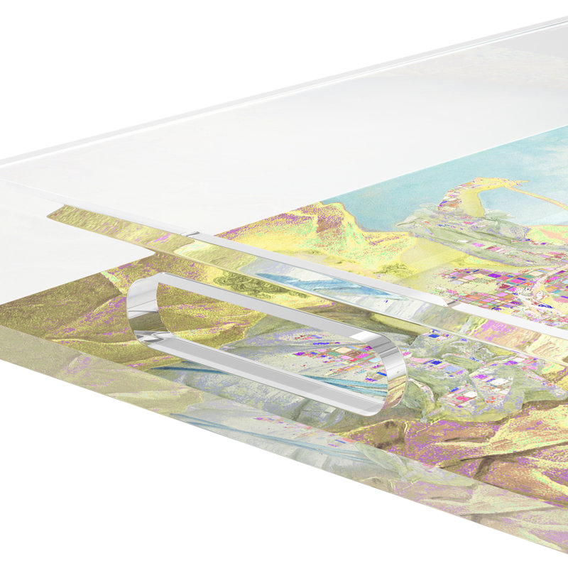 Venu Sandcupid Yellow Blue Acrylic Rectangle Decorative Tray, 22.5"W x 14.5"D x 2"H