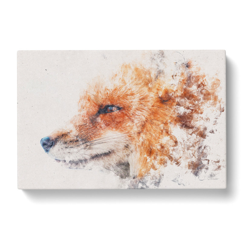 Profile Of A Red Fox Watercolour - Wrapped Canvas Print, 60cm H x 91cm W x 3cm D