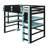 Modern Elevated Bed with Dedicated Workspace, Vertical Side Storage, Comprehensive Bookcase Shelving, and Adjustable RGB Illumination-896613106