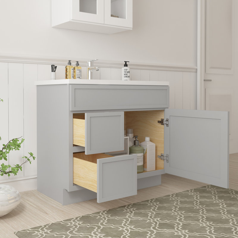 Gray Birch and Plywood Freestanding Single Bathroom Vanity