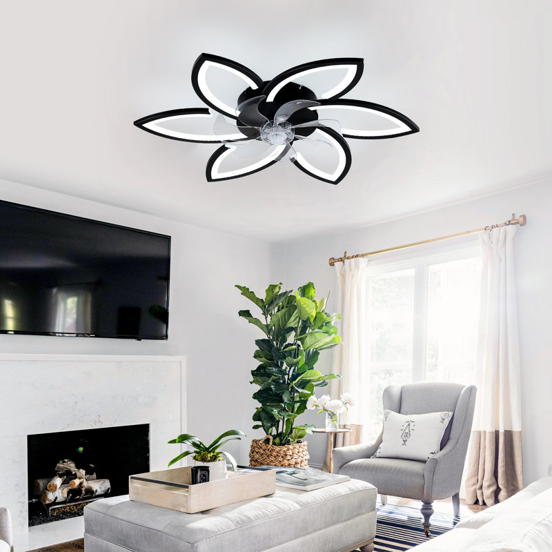 Flower-shaped Led Ceiling Fan With Remote, 30.7" Wide