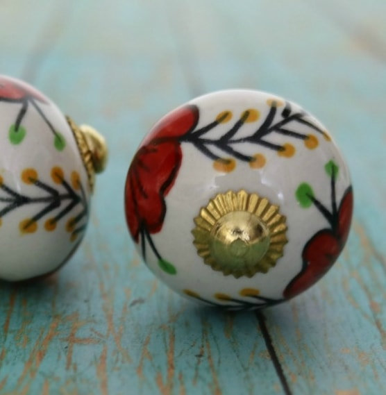 Hand Painted 1 1/2" Diameter Round Knob
