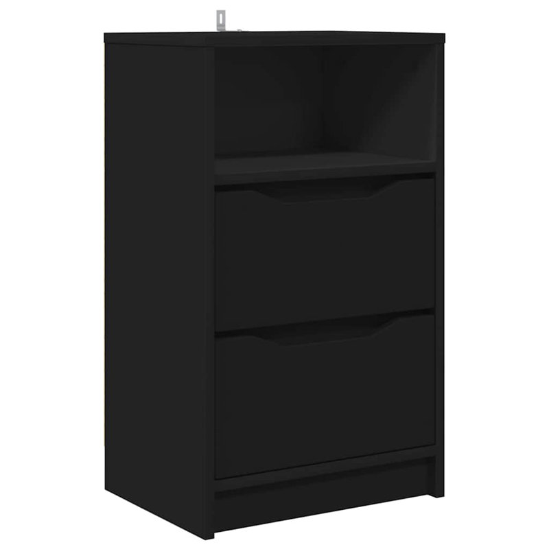 40cm W Manufactured Wood Bedside Table, Black