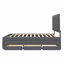 Lit plateforme double tapissier avec lit gigogne simple et 3 tiroirs, tissu en lin, gris