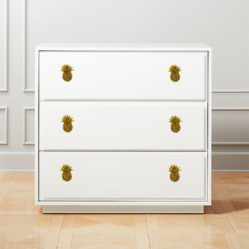 Set of 6 Gold Pineapple Novelty Metal Cabinet Knobs