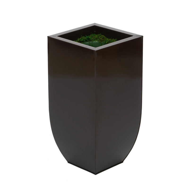 Ashana Metal Pot Planter, Gloss Brown