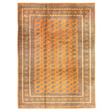 Hand Knotted Wool Area Rug in Rust