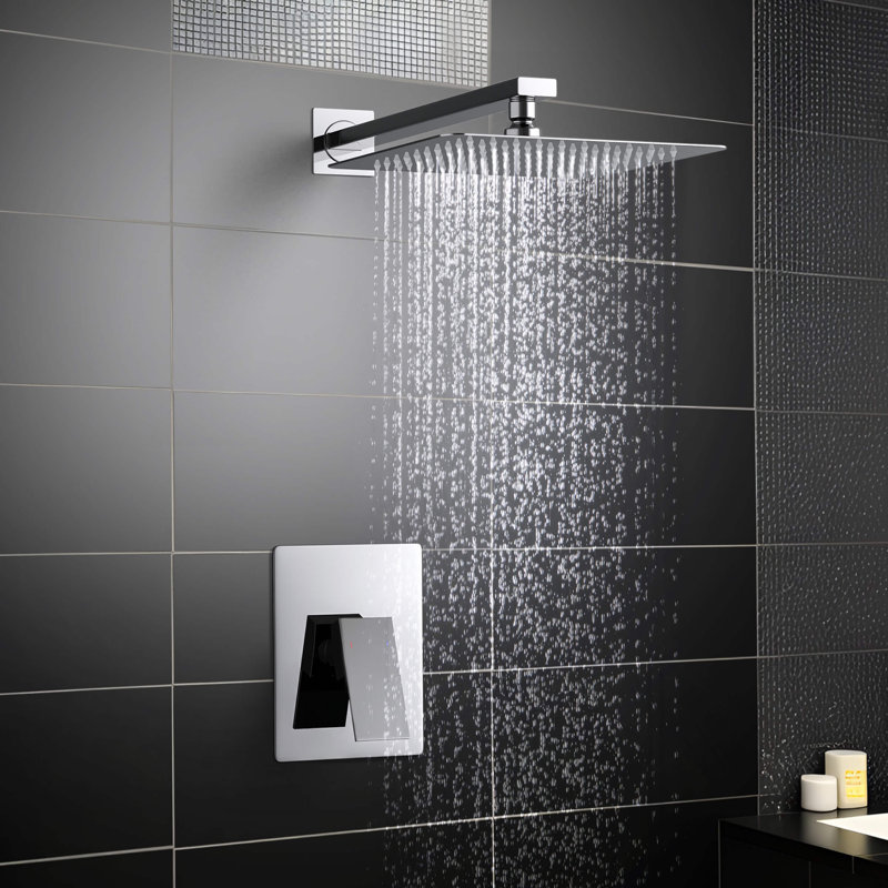 Système de douche cubique à pression équilibrée à fonction simple avec valve brute, Chrome