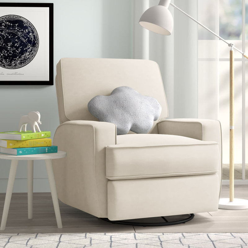 Fauteuil oscillant, inclinable et pivotant rembourré Abingdon, Velours blanc
