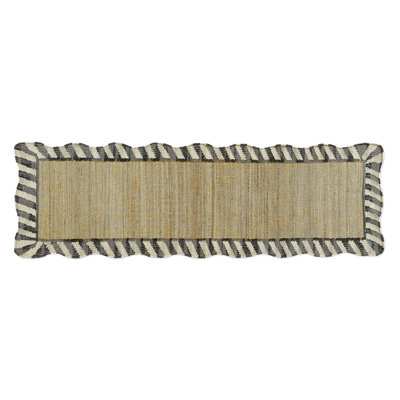 Jute Scalloped Black And White Rug