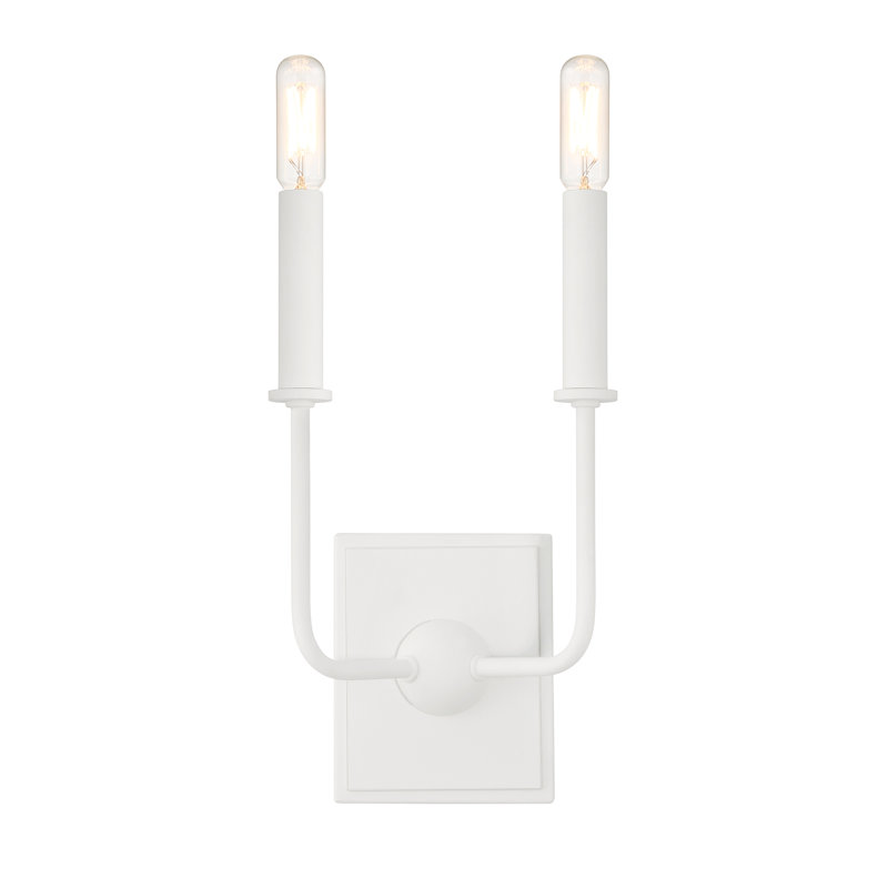 Treyvion Metal Candle Wall Light in White, White