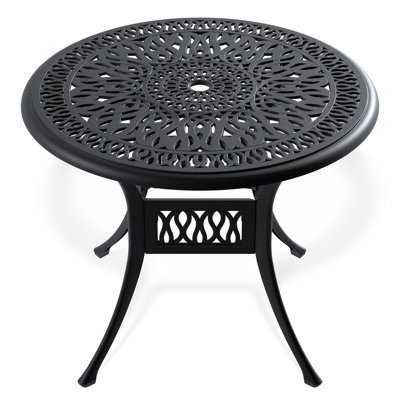 Cast Aluminum Patio Table, 36.02" - Construction, Cozy Outdoor Experience 36.02-Inch With Black Frame , Comfortable , Space Efficient