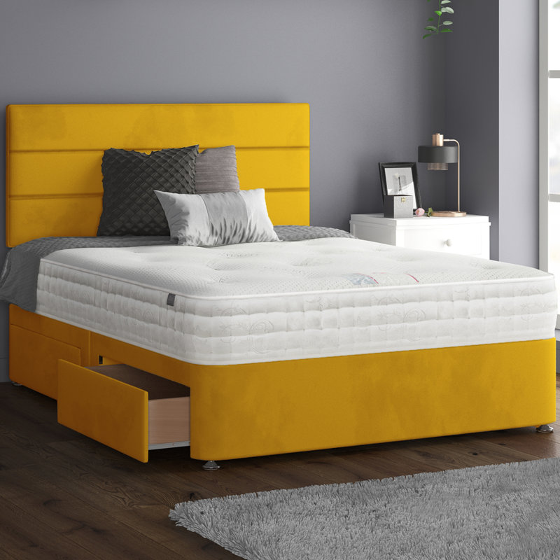 Hayder Divan Bed Base, 2 Left Drawers, Turmeric, Single (3')