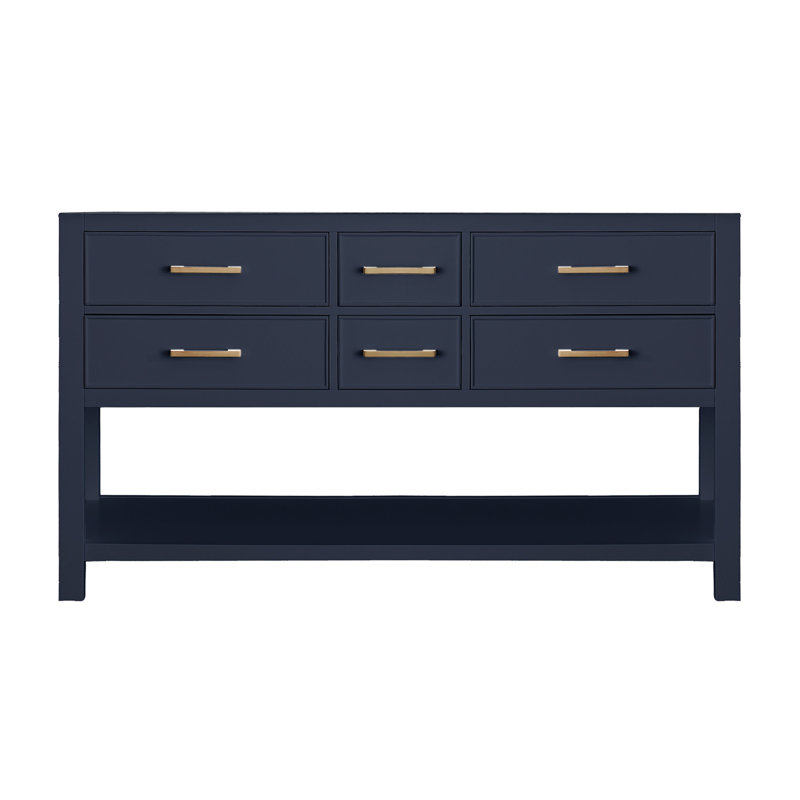 Brooks 60'' Double Bathroom Vanity Base Only, Navy Blue