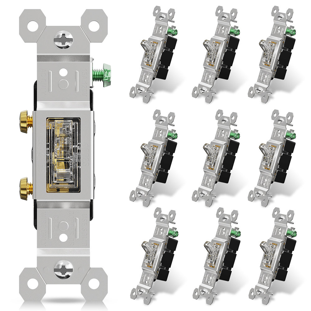 ELEGRP 15 Amp,120V Single Pole Toggle Switch With Night Light, (10-Pack ...