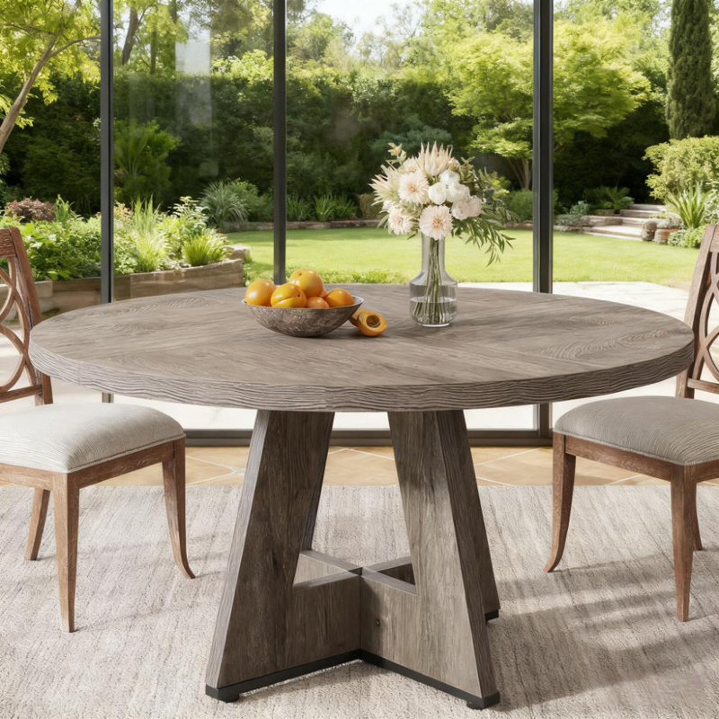 Table de salle à manger ronde en bois 47 pouces (seulement 1 pièce), Gris