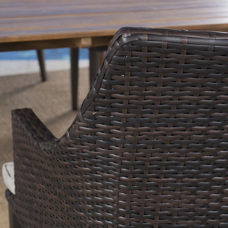 Gerber 6 - Person Acacia Wicker Patio Dining Set with Rectangular Table