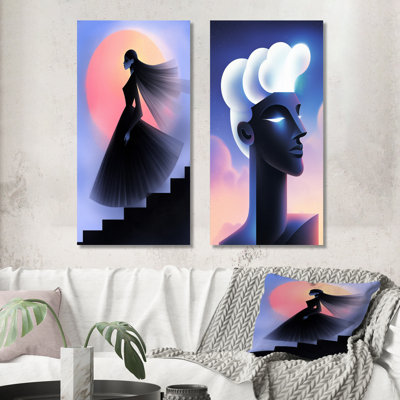 «Woman Goddess Echoes Of Her Soul I», art sur toile, collection de 2 pièces