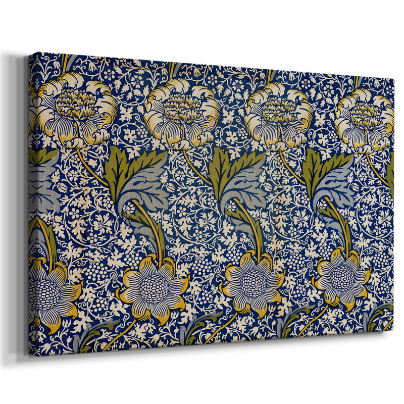 Floral Textile/Wallpaper Design (Blue and Yellow)-William Morris-Gallery Wrapped Canvas-c. late 19th Century, 18 x 27