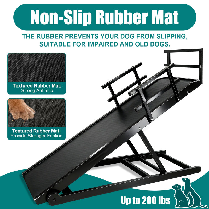 2. Rampe pour chien extra-longue 61 po - Herbe à traction élevée, protection des articulations, double stabilité