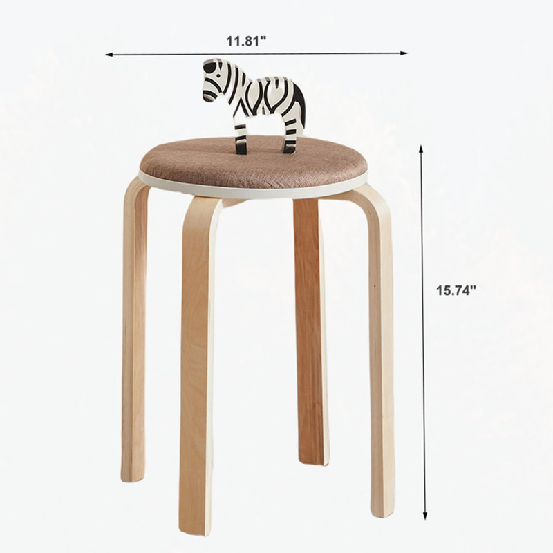 Set Of 4 Stackable Stools, Stackable Bentwood Stools, Round Backless Chairs For Dining Room, Kitchen, Classroom, Coffee