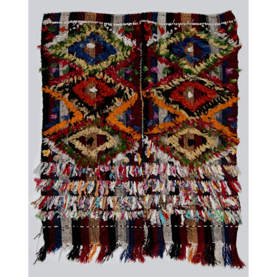 3x3.5 Ft Colorful Handwoven Vintage Turkish Kilim Rug (Flat-weave), Wall Hanging