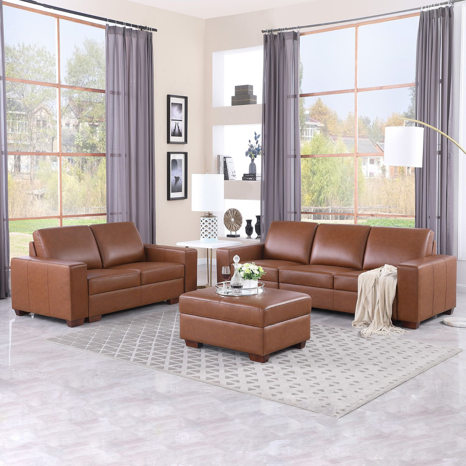 Latitude Run® GENIUS Cow Top Leather Living Room Sofa Sectionals