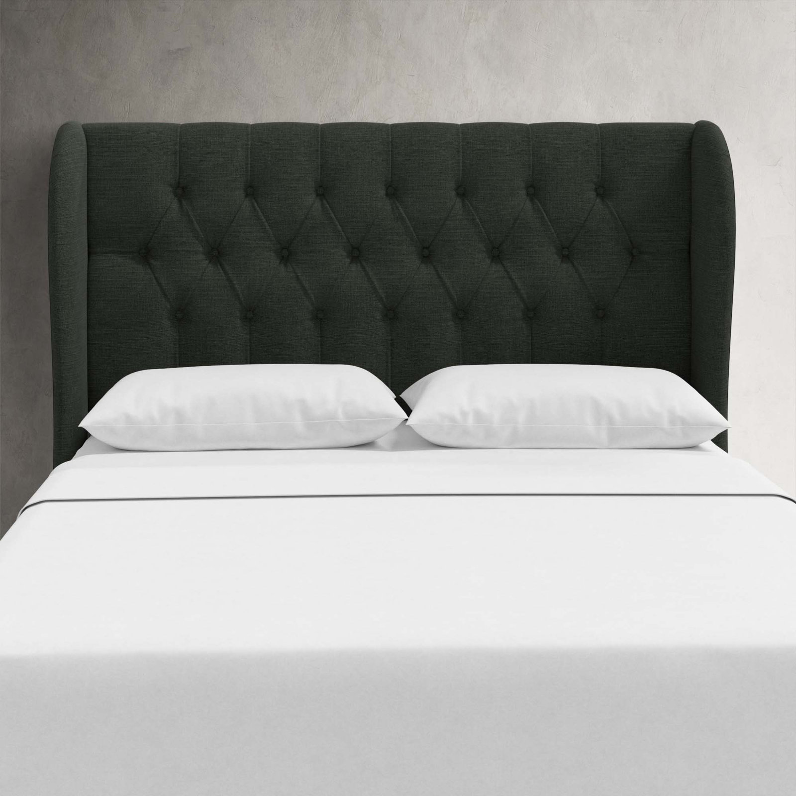 Tomey Pine Headboard, California King, Classic Black Linen