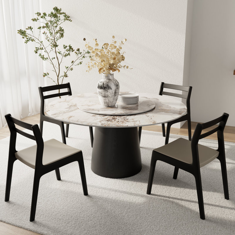 Table de salle à manger Bobrow, H 29,52 po x L 53,15 po x l 53,15 po, Pandora / bois, Black