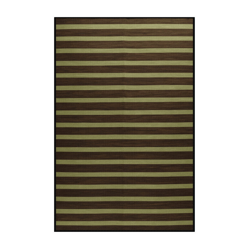 Tapis brun à rayures horizontales lavable à la machine, Rectangle 5 pi x 7 pi