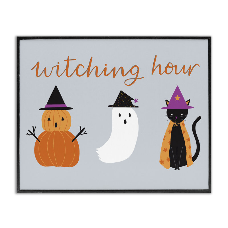 Adorable giclée d'Halloween, image de Sazerelli Designs, H 11 po x l 14 po, Giclée encadrée noir minuit