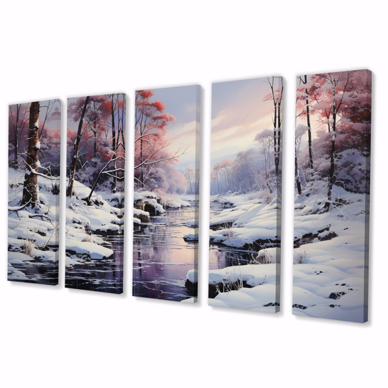 «Winter Reverie Landscape III», impression d'art mural - 5 panneaux égaux