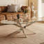 Table basse OVAL, table d'appoint en verre de 39,37 po avec pieds argentés, table à thé moderne pour le salon-646448122