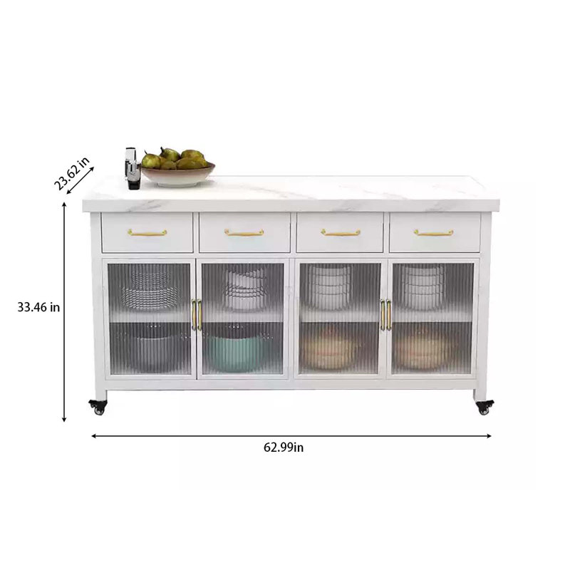 Open kitchen marble movable simple island