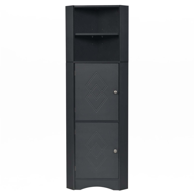 Grande armoire de coin pour salle de bain, Noir
