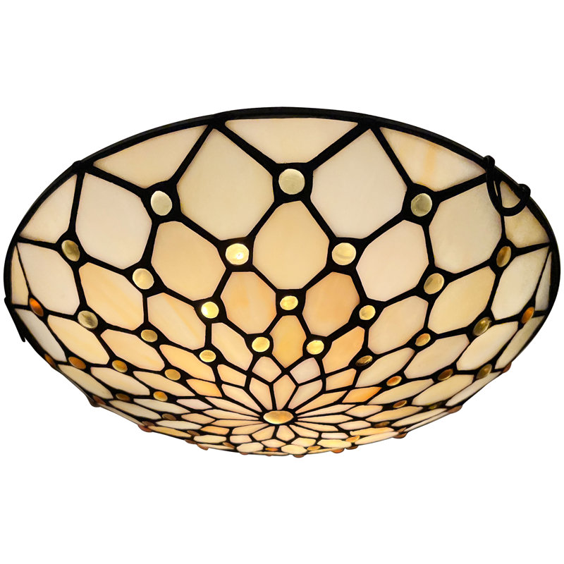 Tiffany semi flush mount lighting, Gold