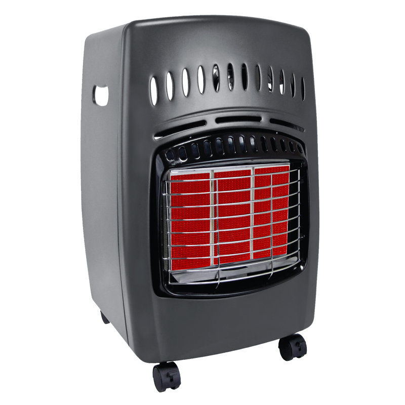 Gray Compact Propane Heater with Automatic Shut-off