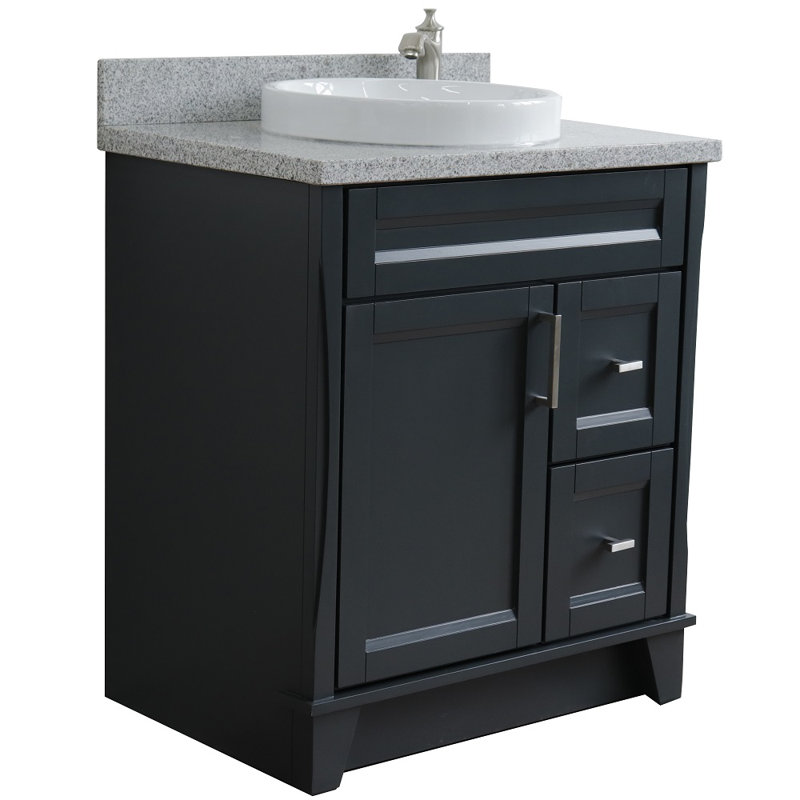 31'' Single Bathroom Vanity with Granite Top, Gray