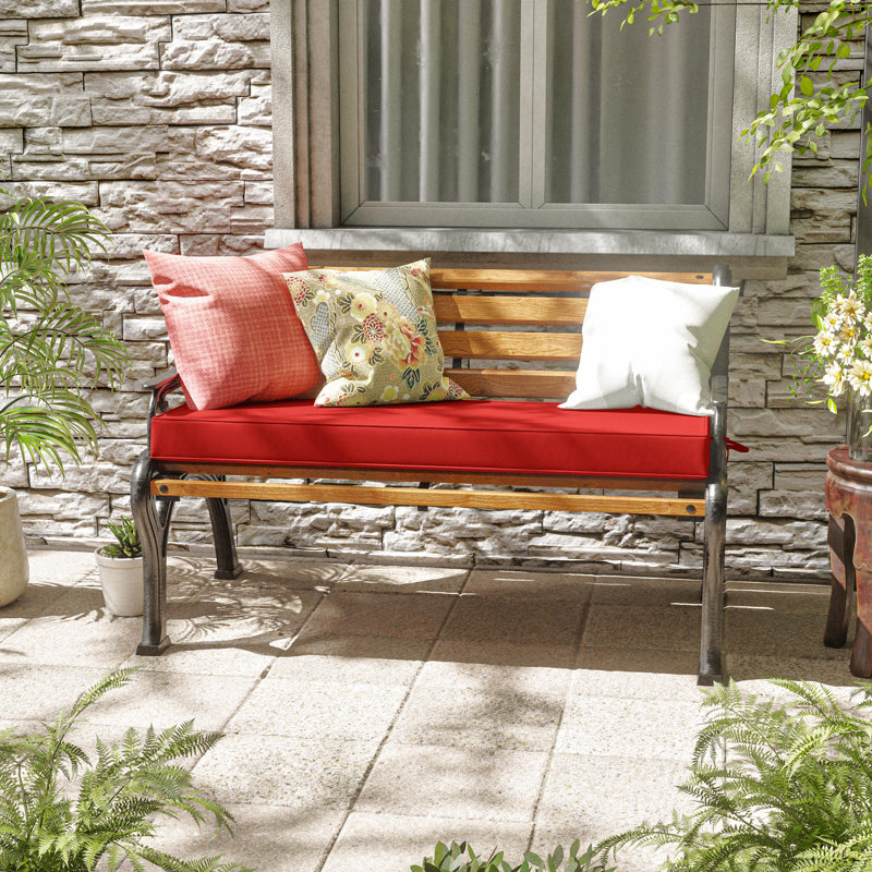 Outdoor Bench Cushion 48 X 18 X 3 Inch Indoor And Outdoor Seat Cushions, Red, 48" W x 18" D