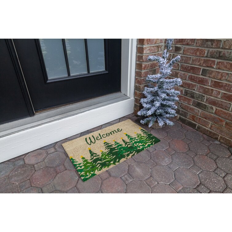 Rolen Winter Fir Coir 28 in. x 17 in. Outdoor Door Mat Millwood Pines