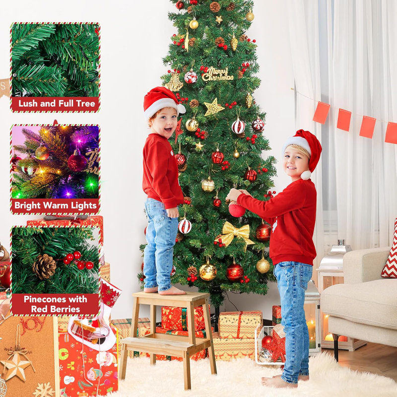 Arbre de Noël avec pommes de pin, 7'