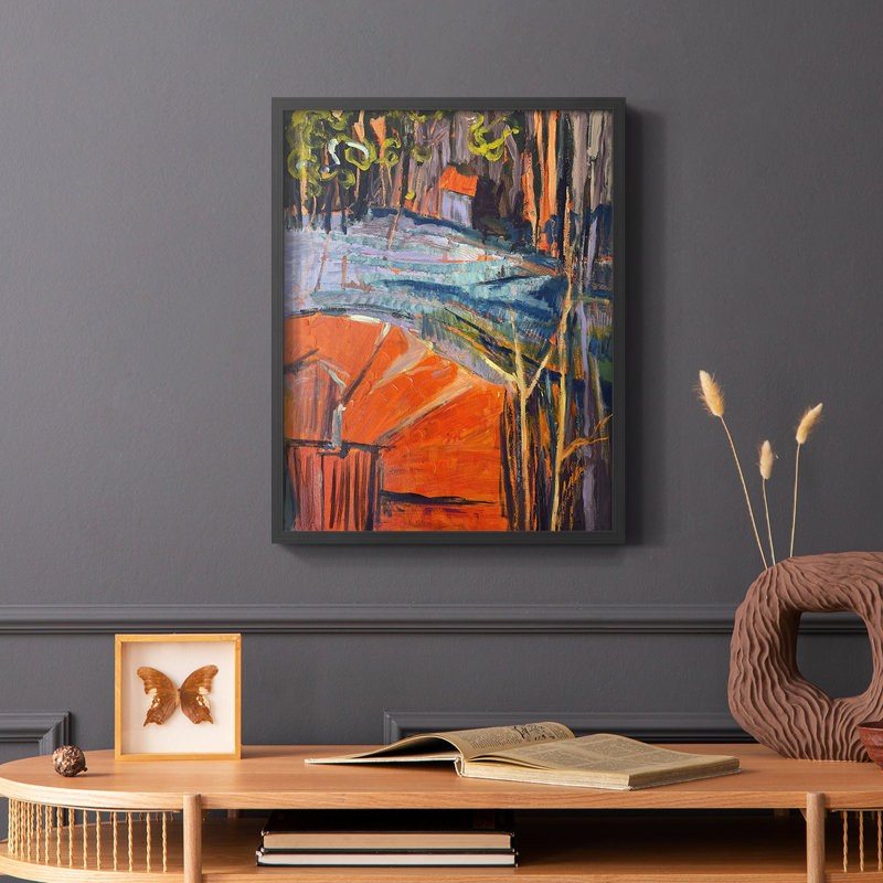 «Cadmium Winter Solstice IV», reproduction encadrée - bois massif, Cadre simple noir, H 10 po x l 8 po