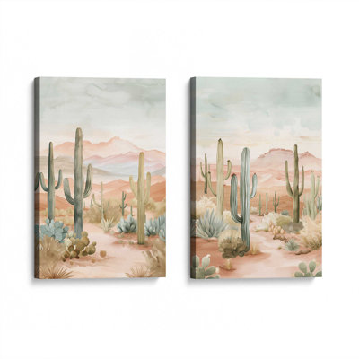 Ensemble de 2 impressions sur toile Cactus Waltz