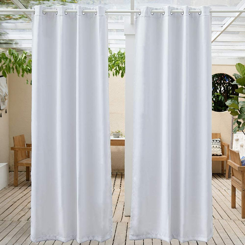 Panneau de rideau simple uni occultant et isolant avec œillets, L 52 po x L 95 po, Blanc grisâtre