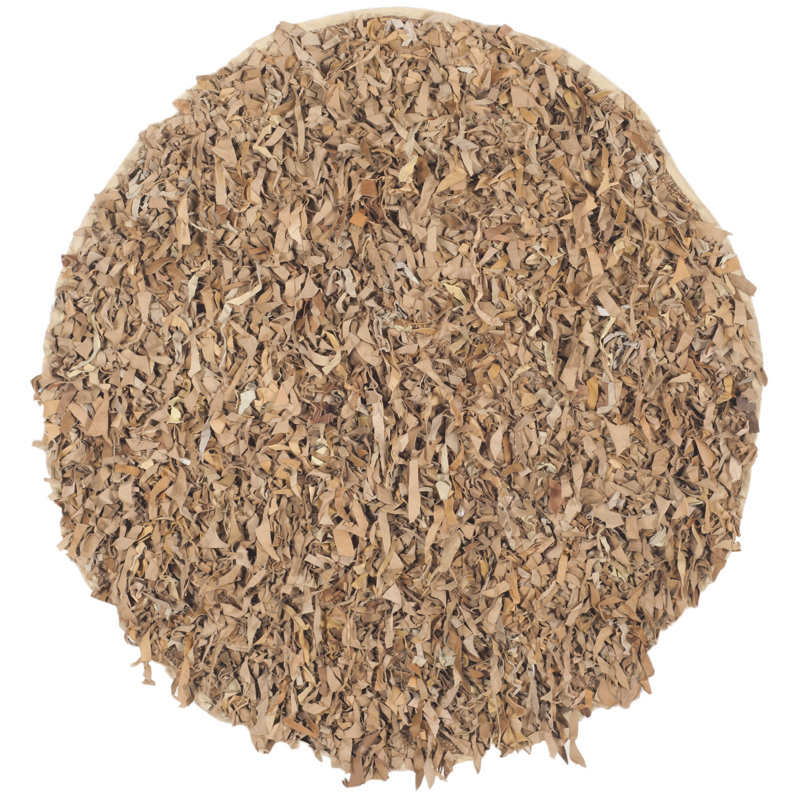 Assar Handmade Shag Light Gold Area Rug, Round 6'